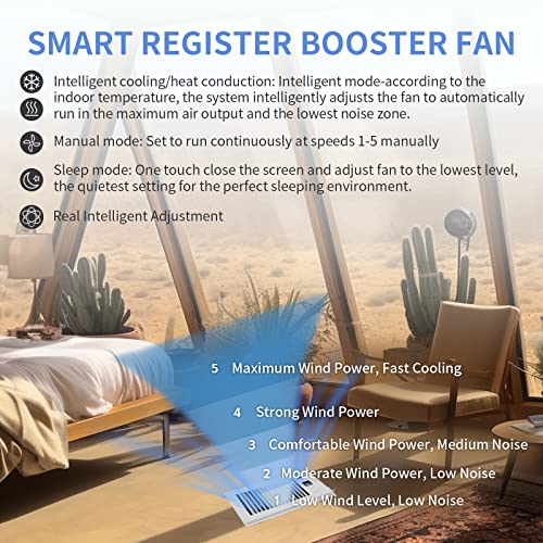 Howeall Super Quiet Register Booster Fan Intelligent Thermostat