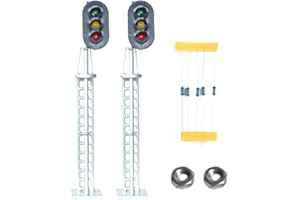 O Scale Model Train Signal Light System, Model Railroad Train Signals, 3Color LED Traffic Signals Block Control With Base Mou