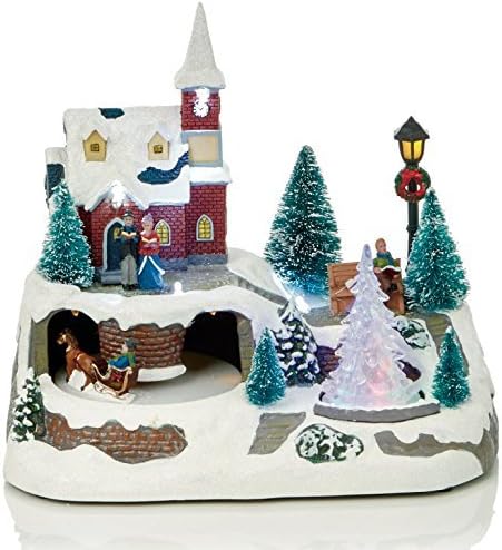 Led Traditional Animated Christmas Tree Scene With 2 Ferris Wheel Amazon De Home Kitchen