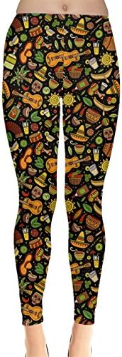 Jogja Women's Mexican Symbols Print Leggings, Black - XS