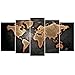 GEVES 5 Pcs World Map Wall Art Giclee Print Posters for Living Room Home Decor Pictures Unframed
