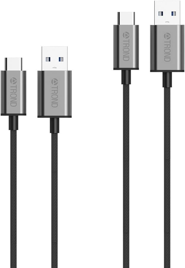 TROND USB 3.0 Type C Charger Cable Braided (2-Pack, 1ft+3.3ft, 56kΩ Pullup Resistor, Sync & Charging), for Apple MacBook 12 inch, Google Chromebook Pixel, Nexus 5X 6P, Lumia 950/XL, OnePlus 2 & More