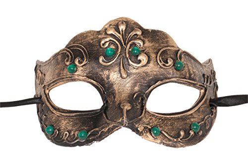 Jacobson Hat Company Women's Venetian Mask with Green Stones