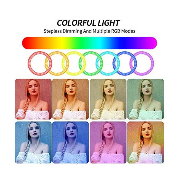 FOSITAN 12 Zoll RGB Ringleuchte Ringlicht mit Stativ und Desktop Ständer, APP Steuerung, 3 Farben, Mehrere RGB Modi, 3… – Bild 3
