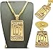 MENS DREAM CHASER ICED OUT HIP HOP CZ PENDANT FRANCO OR CUBAN CHAIN NECKLACE SET (Gold Cuban Chain Set)
