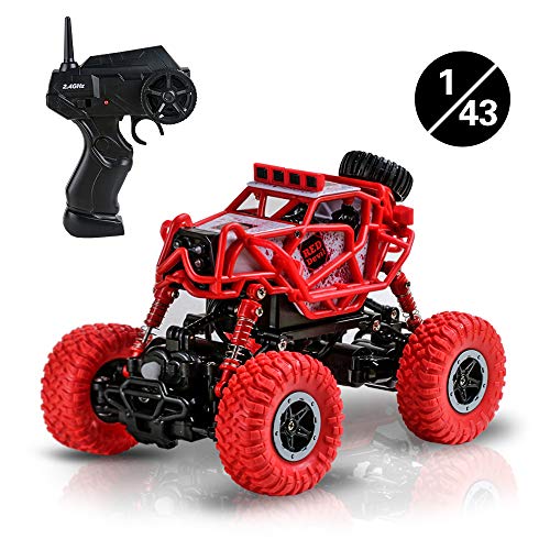 Terresa Remote Control Car - 2.4Ghz 4WD Off Road Rock Crawler Vehicle, 1/43 Scale Electric Climbing Race RC Car as Xmas Christmas New Year Gifts for Kids