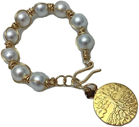 Handmade Bracelet - Tree of Life &amp; Glass Pearls - Arbol de la Vida y Perlas de Cristal