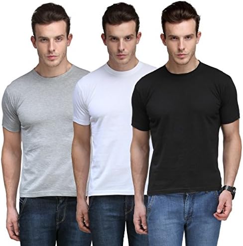 CNMN Scottish Polo Men's Basic Round Neck Half Sleeves Solid T-Shirts - Pack of 3