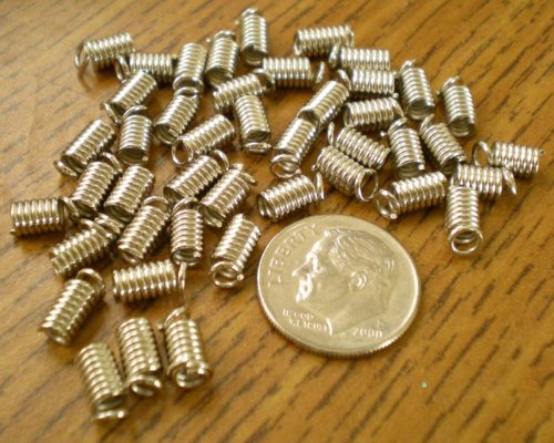 Beading Station 100-Piece Silvertone Cord/Thong/Leather End Coils, 4 by 6mm