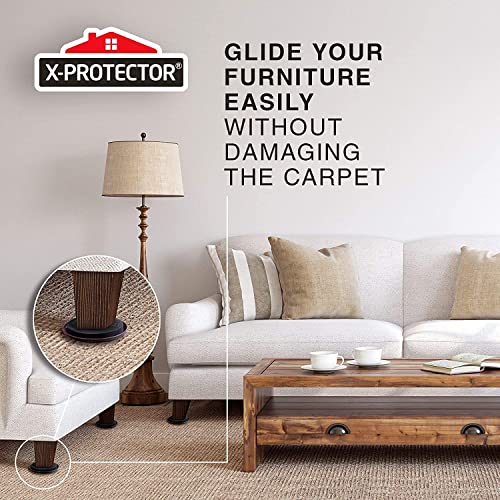 Furniture Sliders for Carpet X-PROTECTOR - 8 PCS Best Heavy Moving Pads 4 3/4" - Sliders for Furniture. Move Your Furniture Easy with Reusable Furniture Movers Sliders for Carpets!