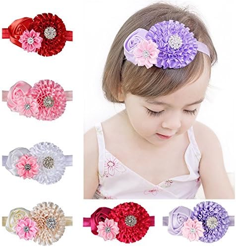 Kingyee Kids Baby girl flower headbands lovely hair bow hair band accessories and photography props (Solemn 6 Package)