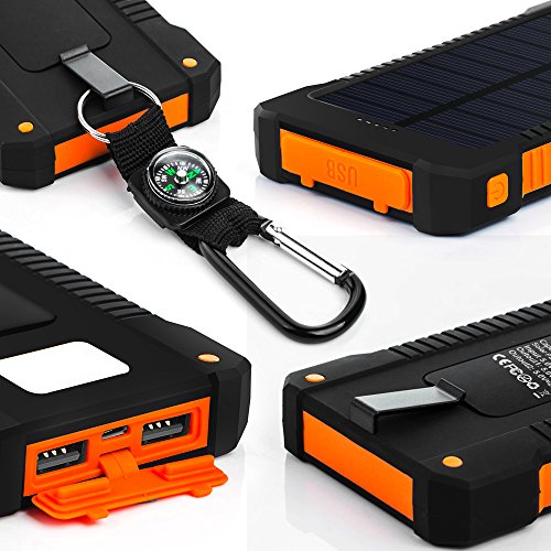 Solar Phone Charger, FKANT 10000mAh Portable Battery Charger Outdoor