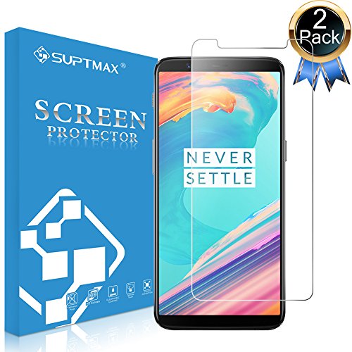 SUPTMAX Oneplus 5T Screen Protector, [Maximum Coverage] Oneplus 5T Screen Protector Tempered Glass [9H Hardness] Glass Screen Protector for Oneplus 5T (Oneplus 5T, 2 Pack)