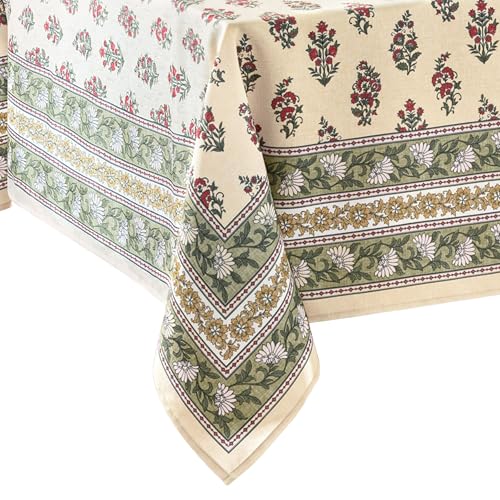 Threadmade Elrene Home Fashions Nomad Harvest Block Print Fall/Thanksgiving Rectangle Tablecloth, 60x144