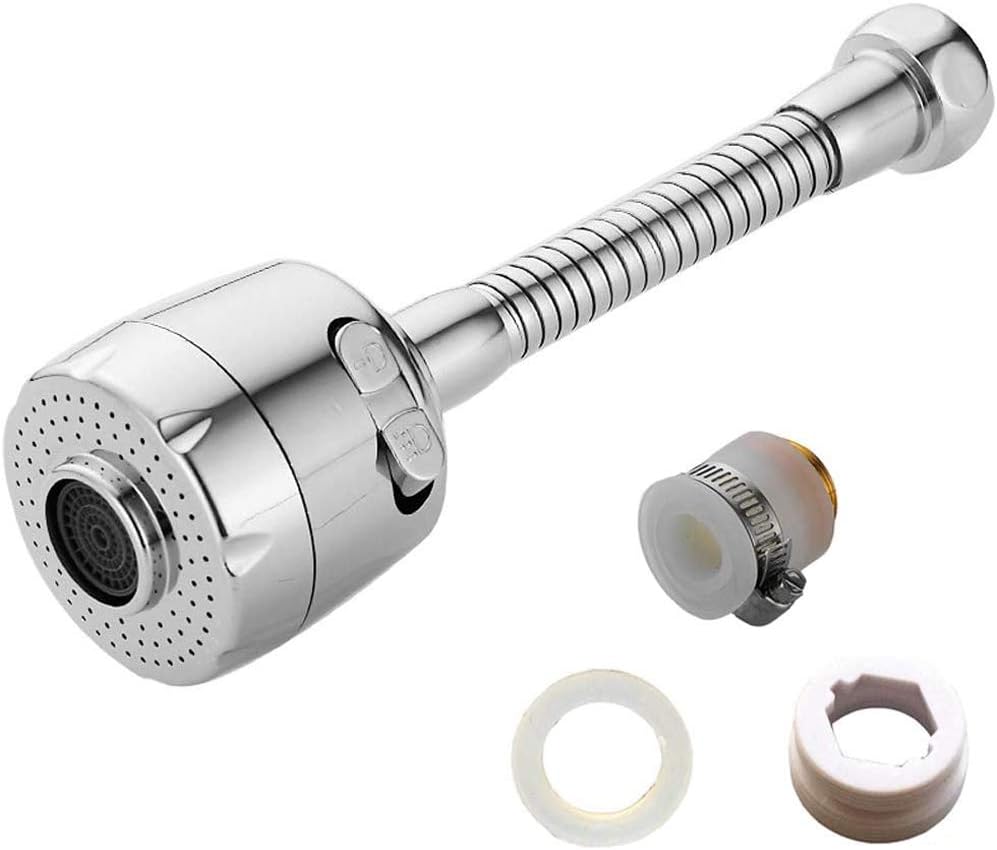Kaxich 360°Swivel Water Saving Faucet Tap Aerator Nozzle Filter Faucet Adjustable Stainless Steel Spout Splash-Proof for Bathroom Kitchen 100% Brass Interface