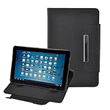 2014 Newest Slim Fit Folio Stand Leather Case Cover with Magnet Button for 7 Inch Android Tablet -6 Color Options(Black)