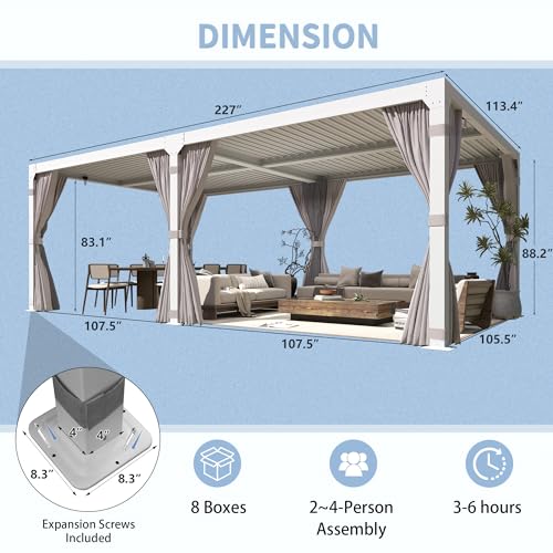 YOLENY 10x20 Louvered Pergola Review: Adjustable Waterproof Roof with Curtains image 22