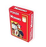Modiano Italian Poker Game Playing Cards - RED Poker - Large 4 Index - Single Card Deck - 100% Plastic Made in Italy