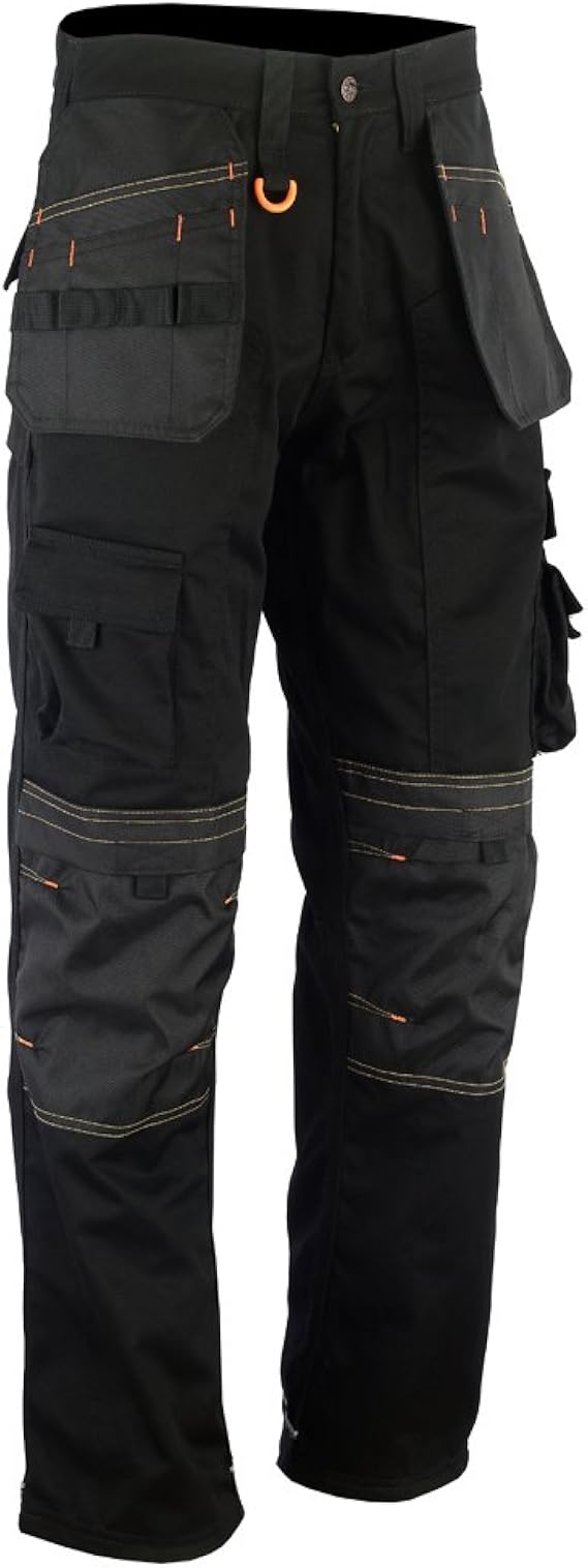WrightFits Men Holster Work Trousers Black Heavy Duty Safety Combat Cargo Pants Multi