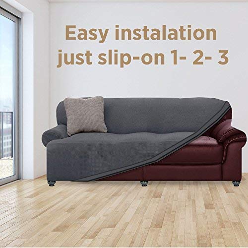 Renaissance Sofa Slipcover 1-Piece Polyester & Spandex Strapless Soft Stretch & Slip Resistant- Furniture Shield Couch Protector Seat Cover, Grey