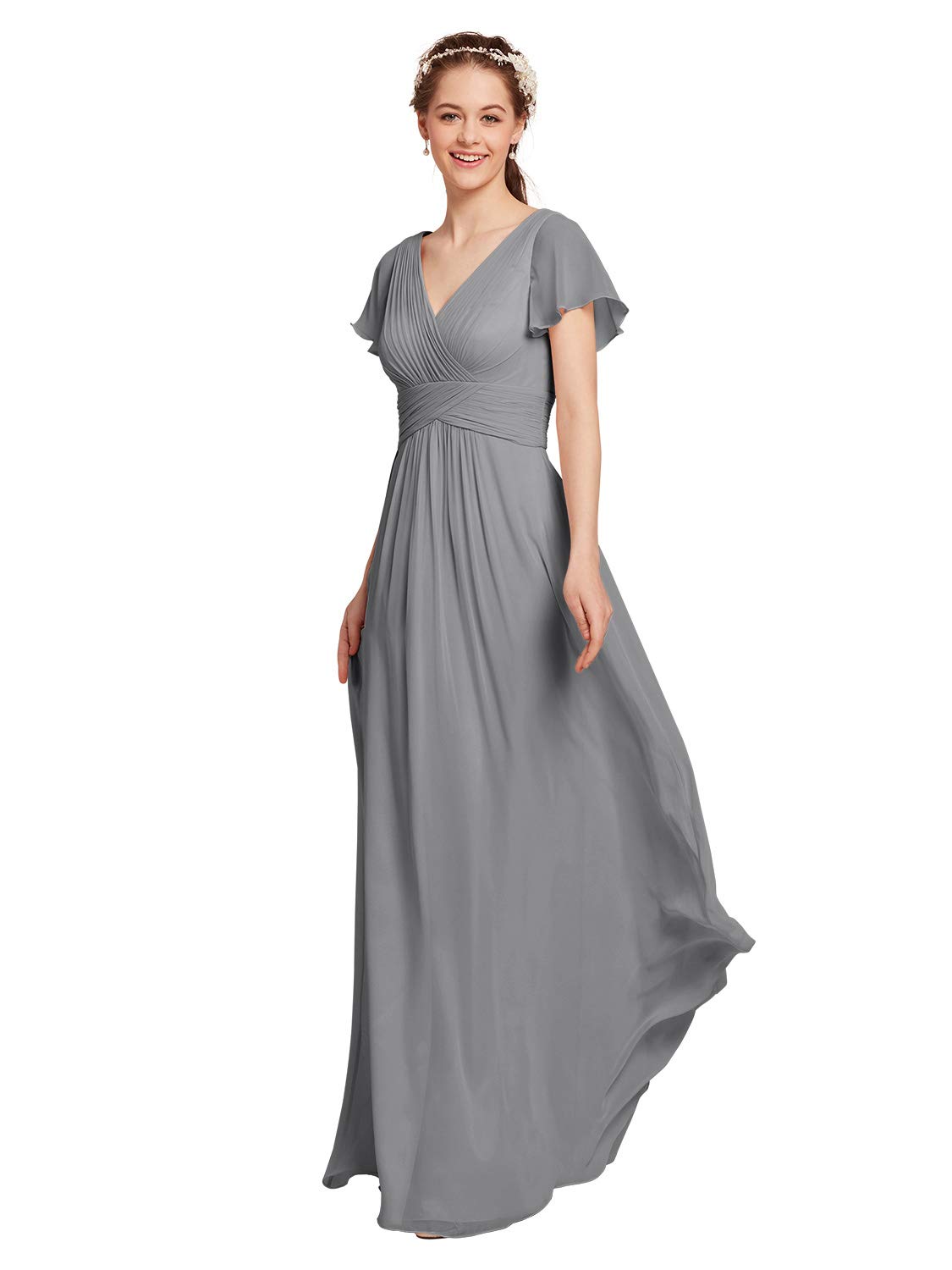maxi bridesmaid dress with sleeves