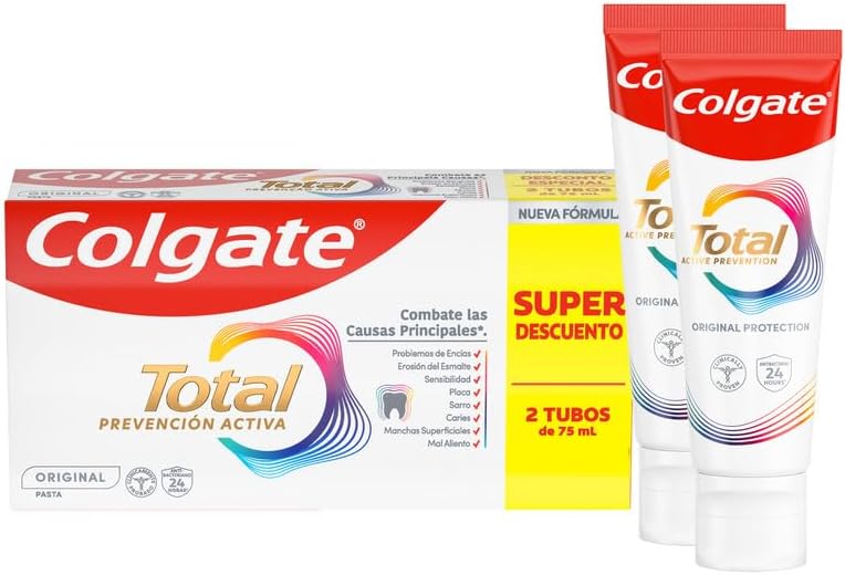 Prophylaxie active originale totale Dentifrice 2x75ml | Combat les principales causes* des problèmes de santé bucco-dentaire | Protection antibactérienne 24h | Prouvé cliniquement
