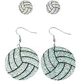 2 Pairs Glitter Acrylic Sport Ball Earrings Set for Women Baseball Basketball Soccer Stud Dangle Earrings Sport Ball Jewelry for Baseball Sport Fan Jewelry Gift