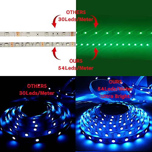 FARFU Led Strip Lights, 32.8ft 5050 RGB Led Lights Strip Kit (Ultra Bright, 54 Pieces LED Light Source per Meter) with 44 Keys IR Remote, Led Lights for Bedroom, Home Decoration