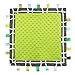5 Colors - TAGZ Tag Blanket for Infant by CRAZZIE (Owl Grey Geo with Lime Dot-Minky)
