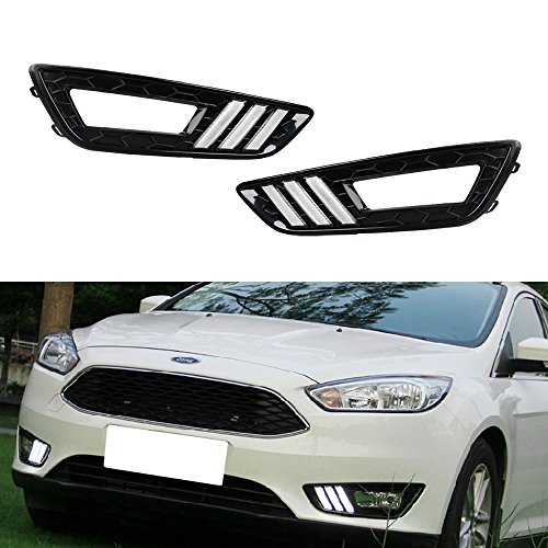 iJDMTOY Exact Fit 2015-up Ford Focus High Power 36-LED Daytime Running Lights DRL Fog Lamps Kit, Xenon White