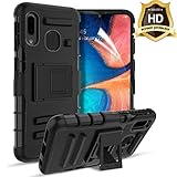 TGOOD for Samsung Galaxy A10e Case,Galaxy A10e/Samsung Galaxy A20e Case [Built-in Kickstand] with HD Screen Protector[2 PCs] Heavy Duty Shockproof Full-Body Protective Case,Black