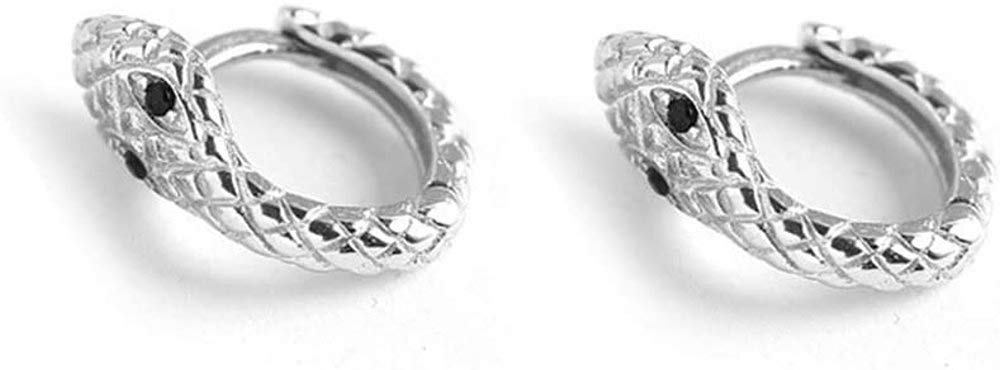 Snake Small Hoop Earrings Sterling Silver 925 for Women Girls Fashion Cartilage Cuff Huggie Hoops 8mm Tragus Earring Personalized Punk Fashion Jewelry (Silver)