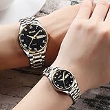 OLEVS Men Women Quartz Business Watch with Stainless Steel Band, Classic Waterproof Watches Roman Numeral Unique Calendar Date Window Wristwatch