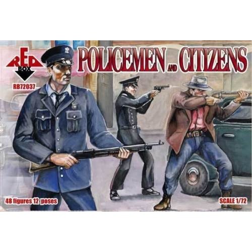 PLASTIC MODEL FIGURES Policemen and Citizens 48 FIGURES IN 12 POSES 1/72 RED BOX 72037