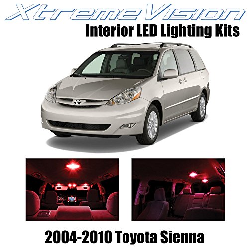 XtremeVision Toyota Sienna 2004-2010 (14 Pieces) Red Premium Interior LED Kit Package + Installation Tool