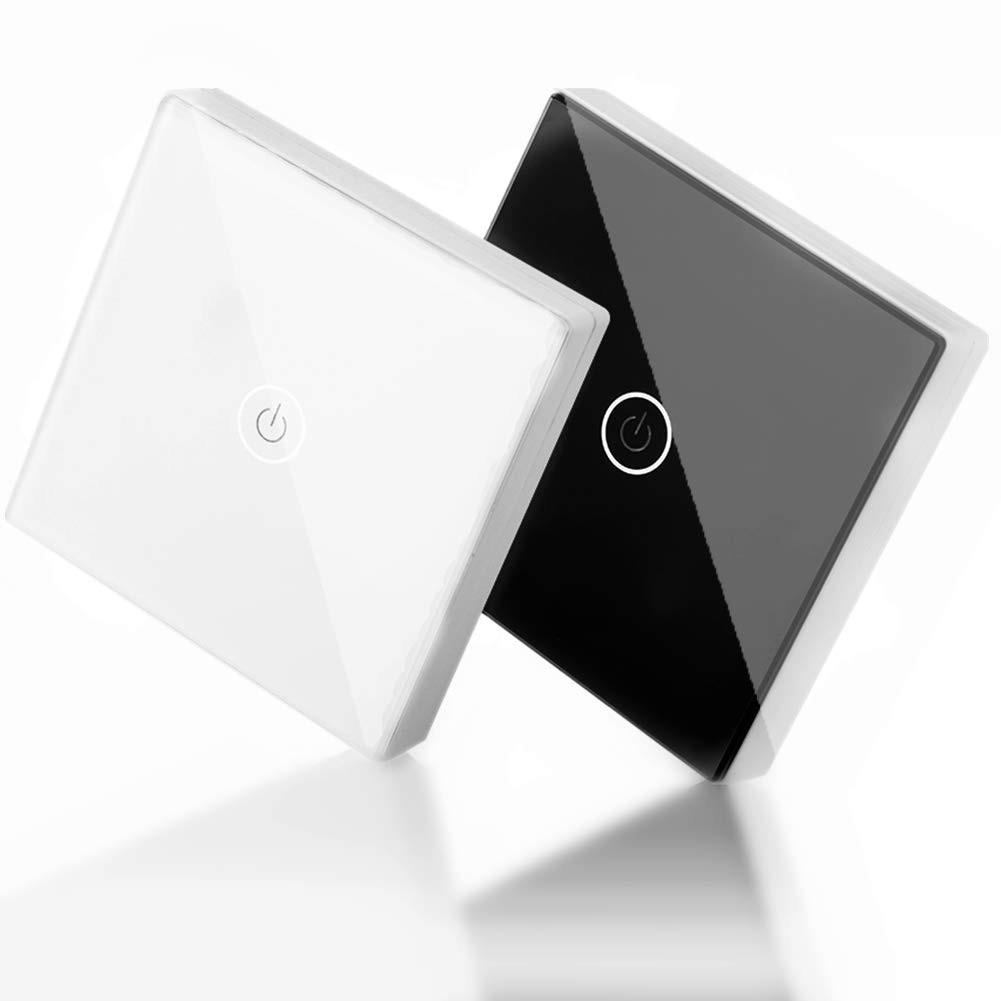 Wifi Smart Light Switch, Touch Wireless Intelligence Wall Switches, 12V 1 Way Wireless Remote Touch Light Wall Switch Panel with Receiver for Smart Home(White)