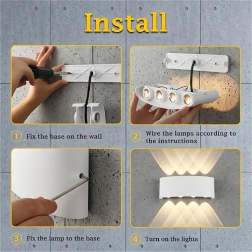 CANMEIJIA Outdoor and Indoor LED Wall Light 8 W, Waterproof Wall Lamp IP65 Warm White 3000 K, Modern Aluminium Up Down for Garden, Living Room, Hallway and Terrace, Pack of 2, 22 cm
