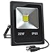 GLW 20W LED Flood Lights,100W Halogen Bulb Equivalent,IP65 Waterproof Warm White Outdoor Work Light,1800lm,3000K,110V Floodlight with US 3-Plug