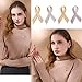 U7 Women Decoration Jewelry Platinum Plated CZ Inlaid Breast Cancer Awareness Pink Ribbon Brooch