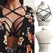 WM&MW Clearance Harness Shirt,Women Sexy Hollow Elastic Cage Bra Halter Strappy Bustier Top (Black, L)