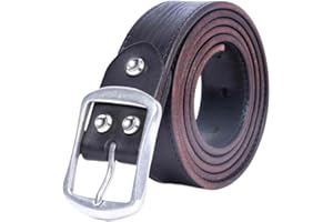 Men Genuine Leather Belt with Stainless Steel Buckle Vintage Thickened Cowhide Casual Dress Strap