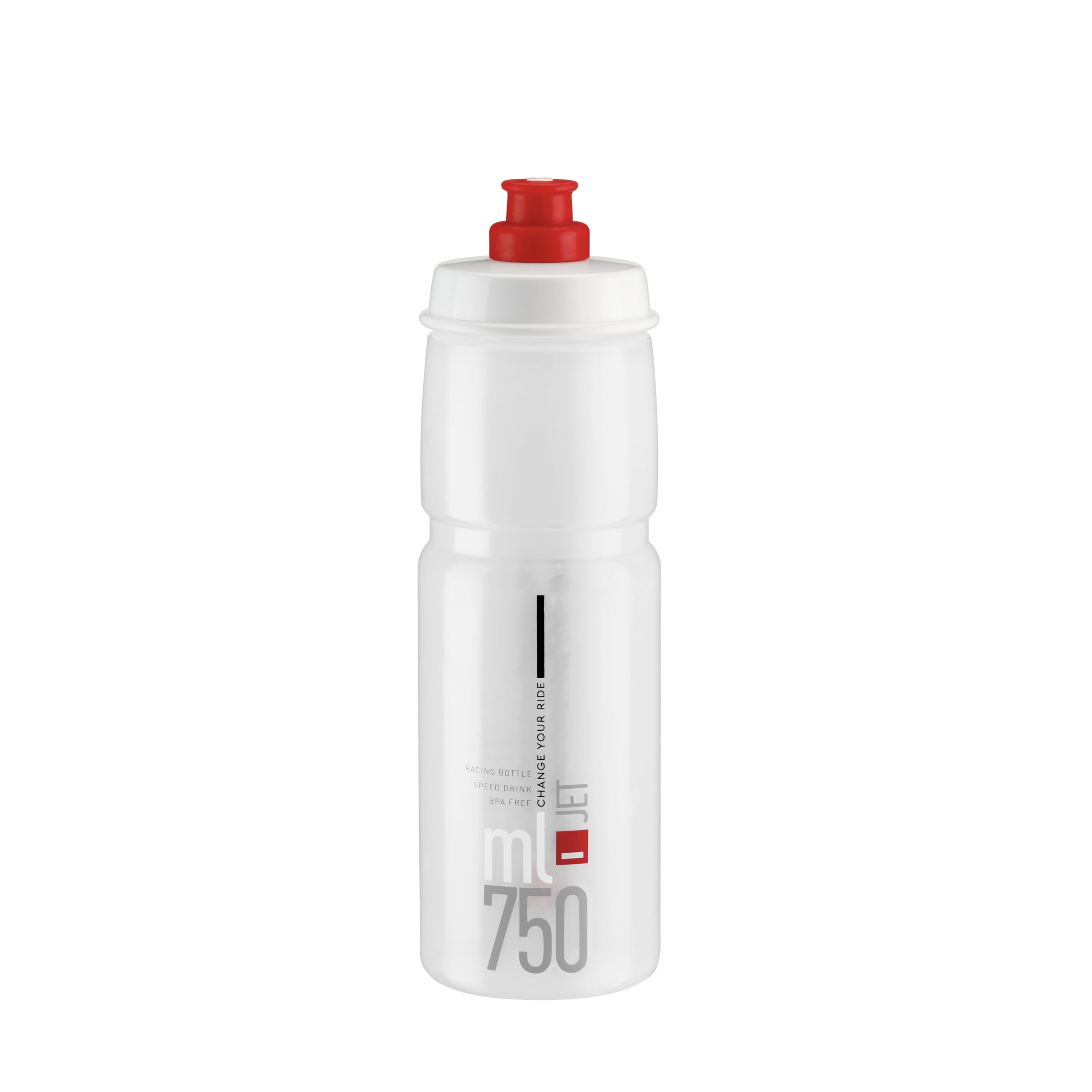 ELITE Jet Eco Water Bottle Clear Red Logo – Sustainable Cycling Bottle with Eco-Design Technology – Lightweight & BPA-Free – 750ml – For Road Bike, MTB & Gravel Cycling