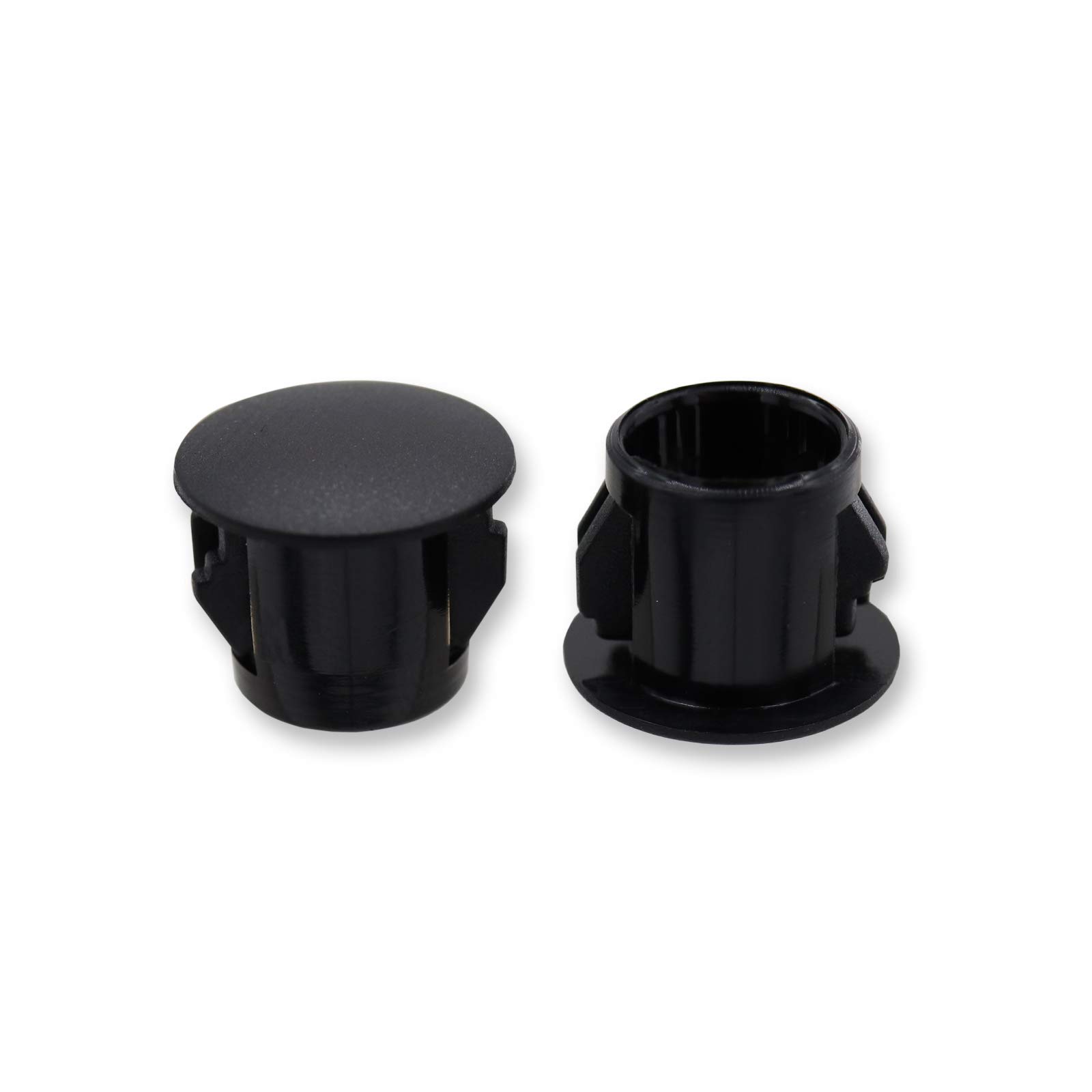 VictorsHome Hole Plugs Plastic 10mm (3/8") Fit for 9.5-10mm Diameter Locking Hole Tube, Flush Type Panel Insert End Caps Fastener Cover for Kitchen Cabinet Furniture Black 50pcs