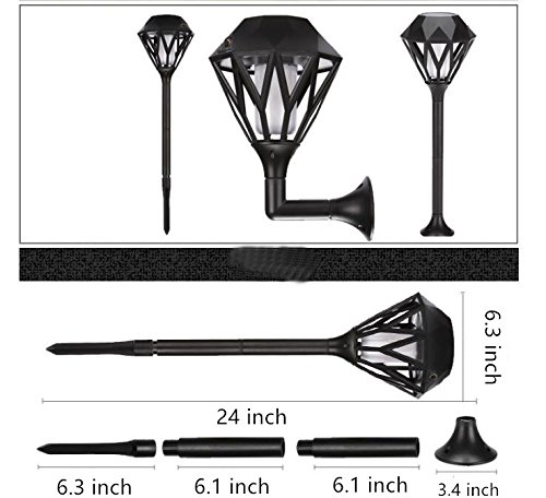 Arturesthome Flickering Flames Torches Lights Upgraded Solar Ground Lights Outdoor Waterproof 96 LED Tiki Torch Landscape Decoration Lighting Solar/USB 1 Piece - Thumbnail 2