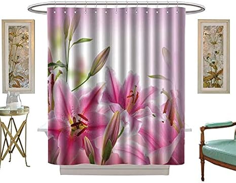Amazon シャワーカーテン 防かび ドロップ オレンジフラワー サテン生地 バスルーム 洗濯可能 W36 X L72 Inch シャワーカーテン ホーム キッチン オンライン通販