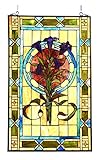 Chloe Lighting Tiffany-Glass Tulips Design Window Panel 20x32