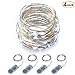 ITART Micro LED String Lights Battery Powered Set of 8 Cool White Mini Fairy Light 20 LED 6ft Ultra Thin Silver Wire Rope Lights for Craft DIY Costume Centerpieces Display