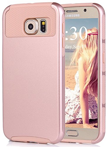 S6 Case, Eraglow Heavy Duty Rugged Shockproof Armor Holster Defender Slim Protective Hard Soft Rubber Bumper Case Cover For Samsung Galaxy S6 (rose gold)