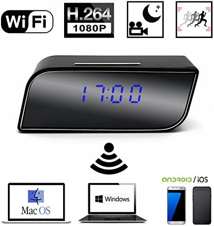 WiFi Mini Spy Camera Alarm Clock,Amyway Nanny Cam with Motion Activated Video and Audio Recording for Home Security & Surveillance Support IOS Android Smartphone APP(Memory card is not included)