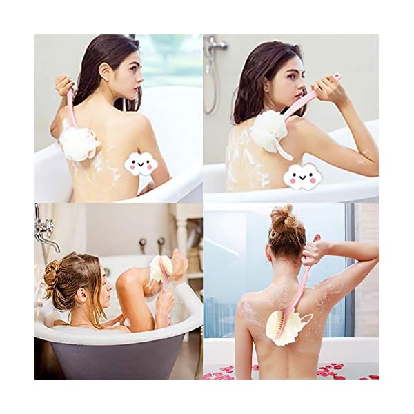 Sunwuun-1-PACK-Back-Scrubber-Body-Brush-Loofah-Dry-Brushing-Body-Brush-with-handle-for-shower-with-Loofah-2-in-1-Multifunction-Bath-Brush-Mesh-Sponge-with-Curved-Handle-for-Men-and-Women Sunwuun 1 Pack Back Scrubber Body Brush Loofah Dry Brushing Body Brush with Handle for Shower with Loofah, 2-in-1…